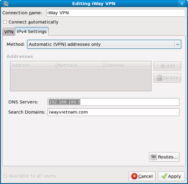 Editing iWay VPN 2