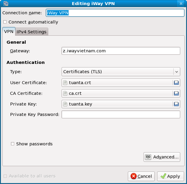 Editing iWay VPN